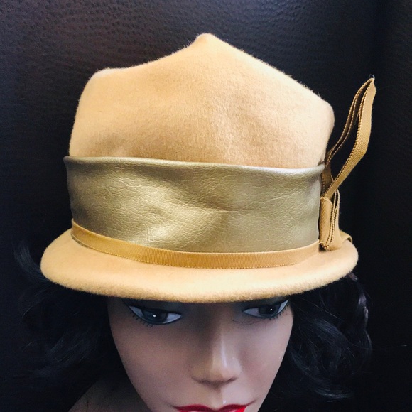 Vintage Accessories - Vintage Mustard Wool Hat